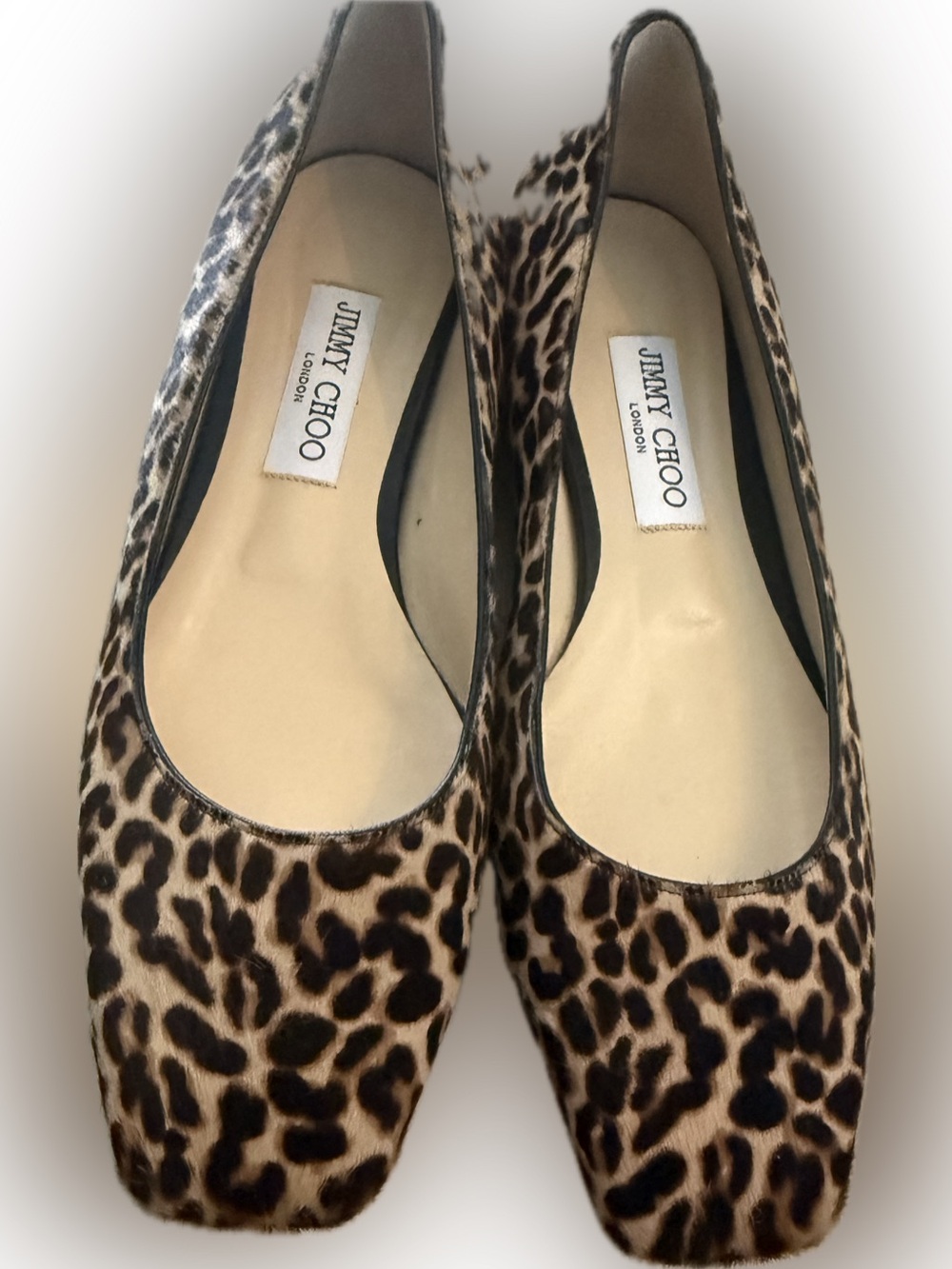 Jimmy Choo Leopard-Print pony hair Ballet Flats in Brown and Black NWOT, sz 8